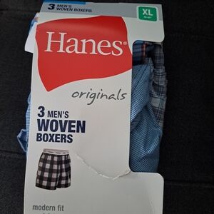 Hanes Men's Woven Boxers - Blue and Black